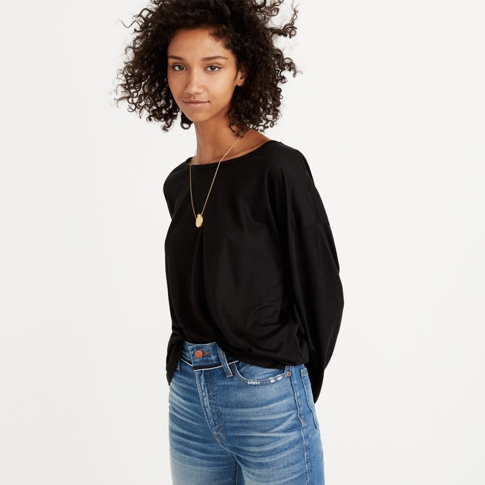 Madewell Libertto Wide-Sleeve Black top sz medium